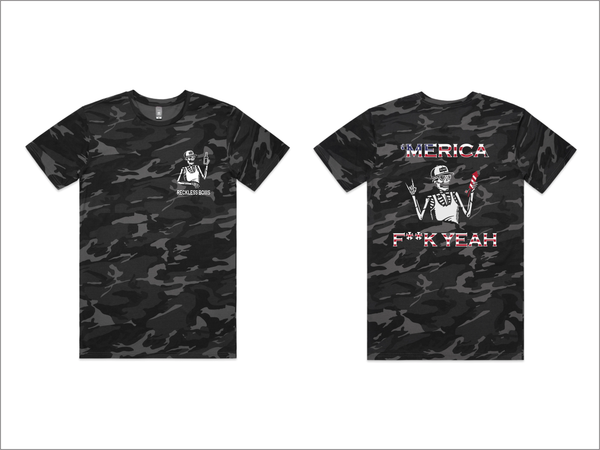 Merica Black Camo Short Sleeve T-shirt